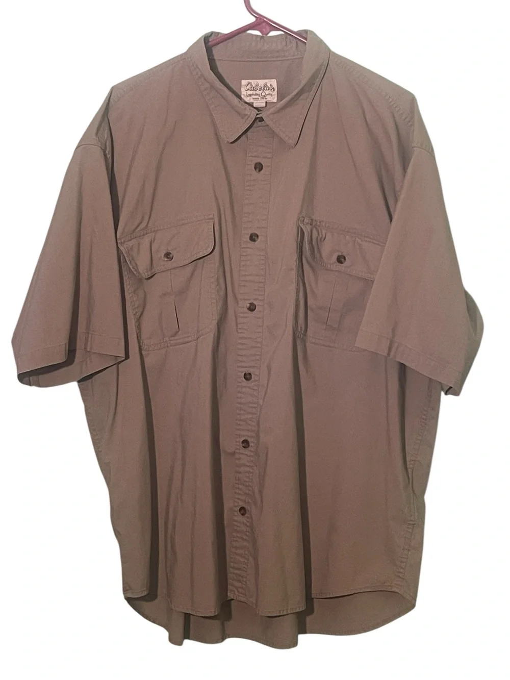 Cabela’s khaki tan, short sleeve work shirt. Size 2XL GUC